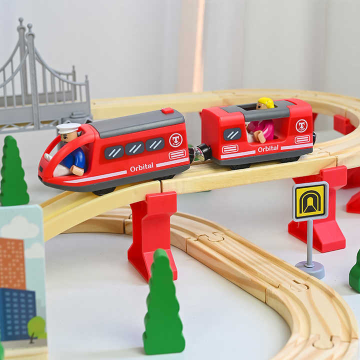 Wooden Construction Train Track Puzzle - 72 Pieces