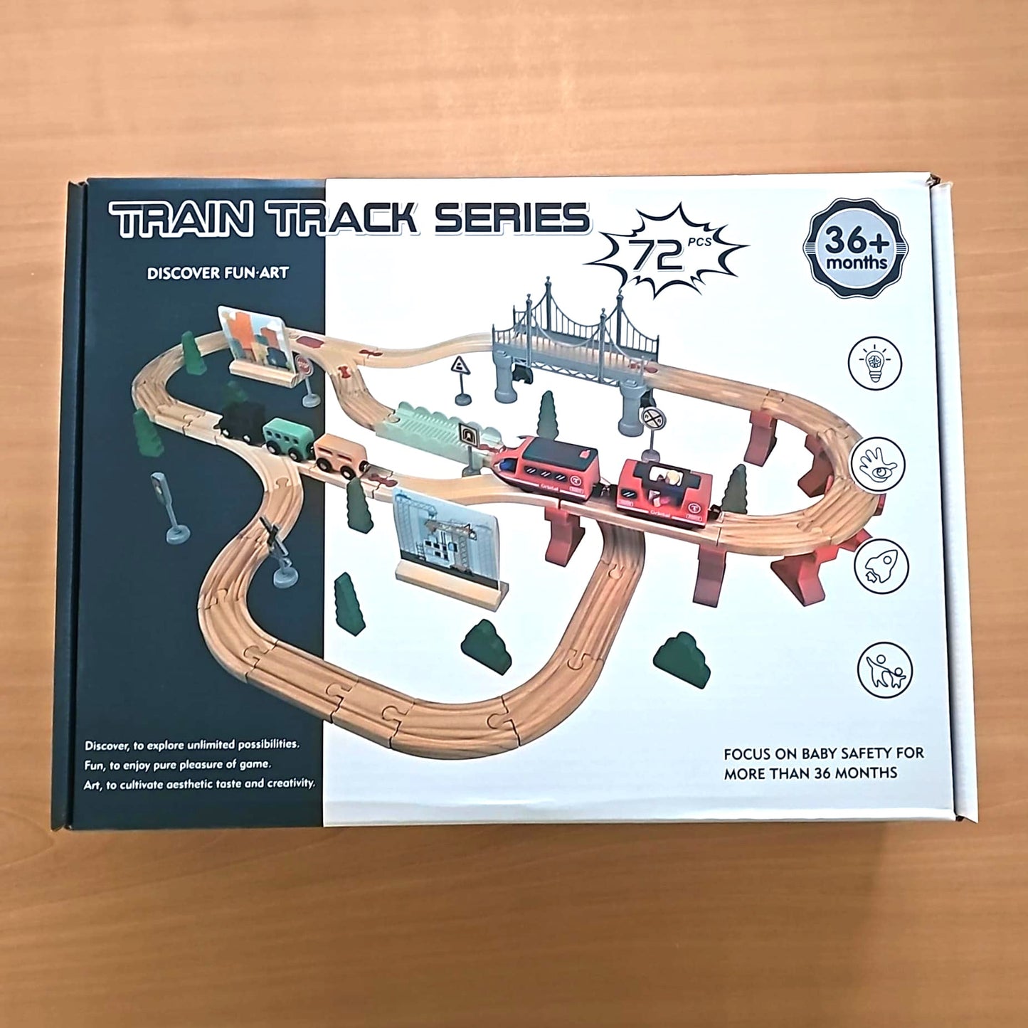 Wooden Construction Train Track Puzzle - 72 Pieces