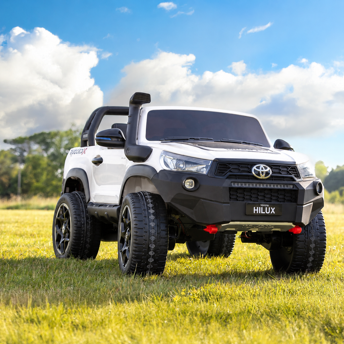 Pre-order: Licensed Toyota Hilux in White RuggedX Two Seat Ride On Jeep