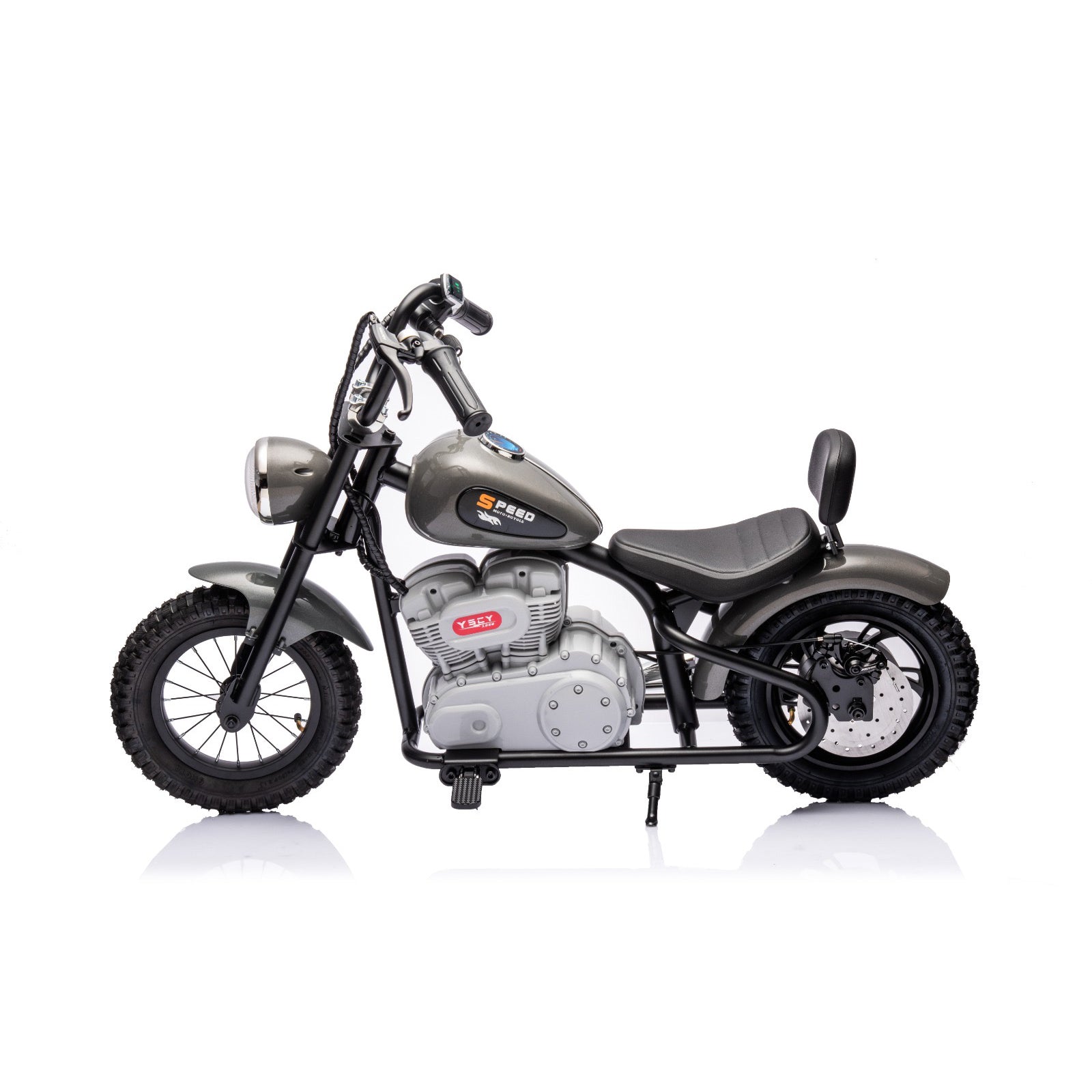 36V Electric Chopper Motor Cycle Ride on with Twist Grip Throttle | Grey - Age 7+ - kidscars.ie - [Kids Electric Cars]
