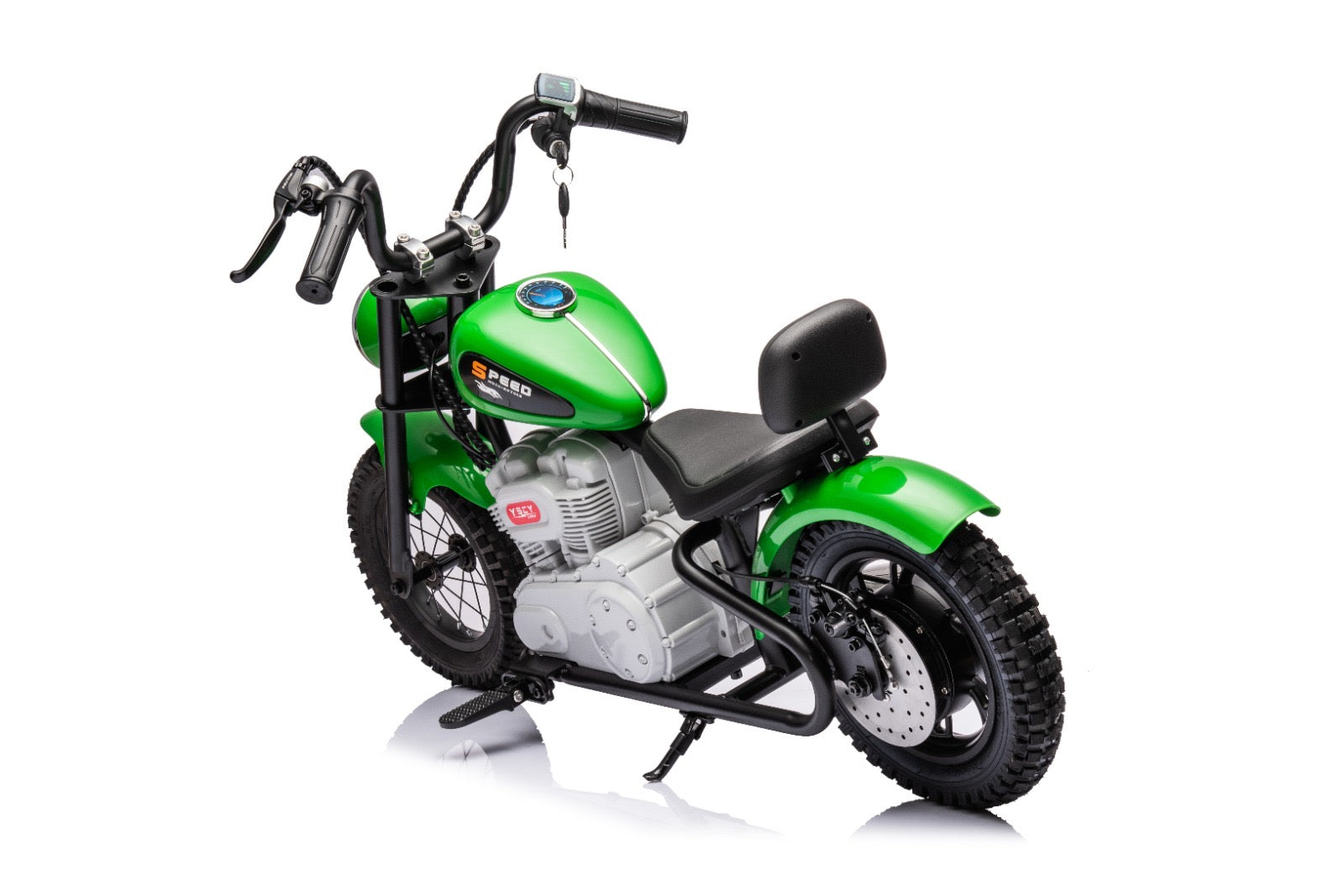 36V Electric Chopper Motor Cycle Ride on with Twist Grip Throttle | Green - Age 7+ - kidscars.ie - [Kids Electric Cars]