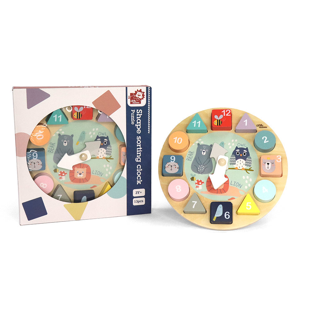 Wooden Shape Sorting Clock with 12 Removable Blocks - kidscars.ie - [Kids Electric Cars]