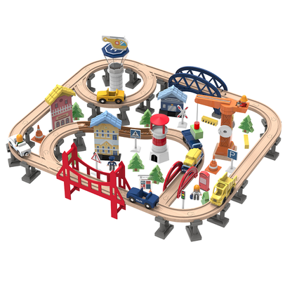 Railway City Set 100-Piece Wooden Train & Building Block Kit for Kids 3+ - kidscars.ie - [Kids Electric Cars]