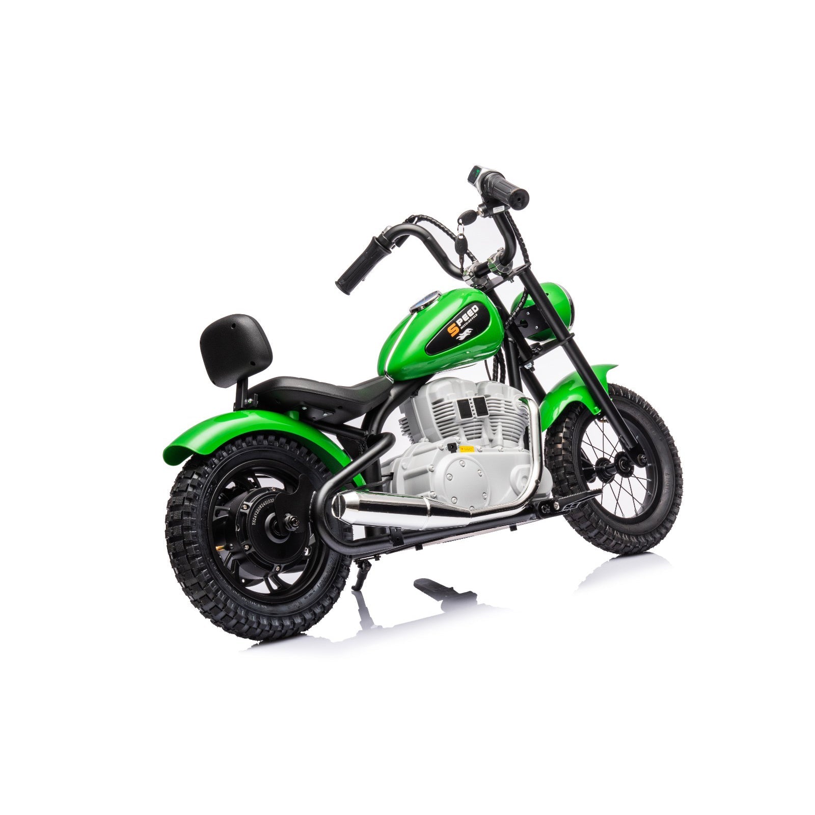 36V Electric Chopper Motor Cycle Ride on with Twist Grip Throttle | Green - Age 7+ - kidscars.ie - [Kids Electric Cars]