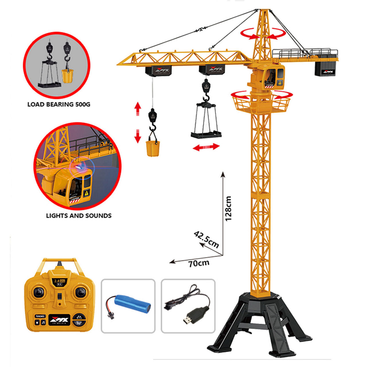 ZMX Engineering Tower Crane Toy with Remote Control - kidscars.ie - [Kids Electric Cars]