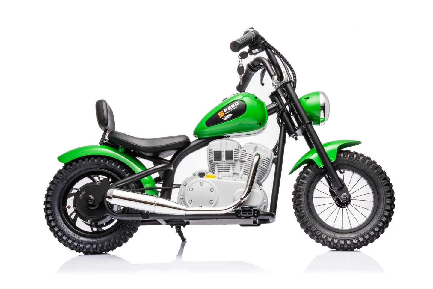 36V Electric Chopper Motor Cycle Ride on with Twist Grip Throttle | Green - Age 7+ - kidscars.ie - [Kids Electric Cars]