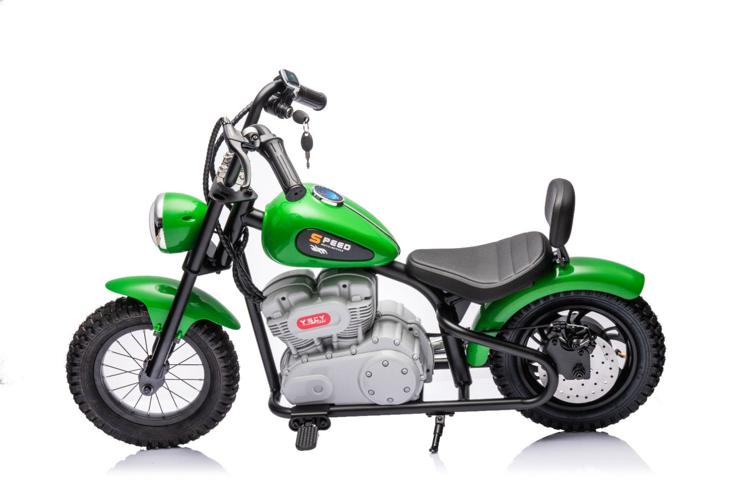 36V Electric Chopper Motor Cycle Ride on with Twist Grip Throttle | Green - Age 7+ - kidscars.ie - [Kids Electric Cars]