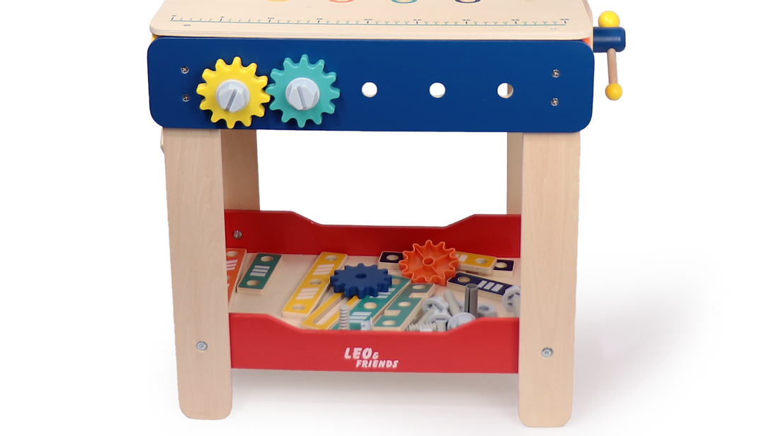 Master Workbench Adjustable Wooden Tool Bench with Play Tools for Kids 3+ - kidscars.ie - [Kids Electric Cars]