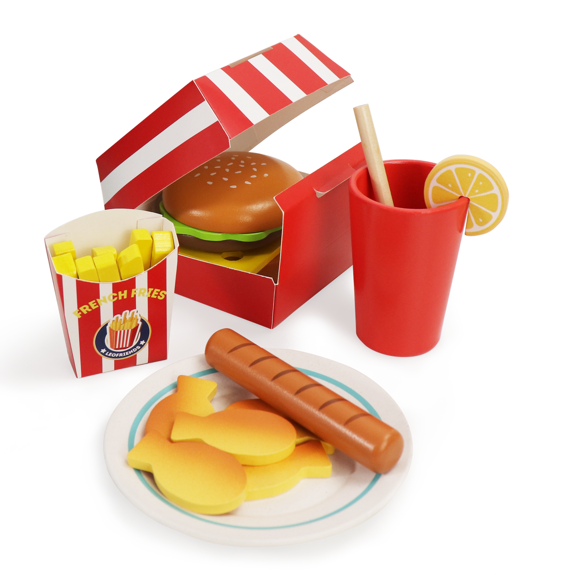 40-Piece Wooden Play Food Set Snack Shop with Drink Dispenser Ages 3+ - kidscars.ie - [Kids Electric Cars]