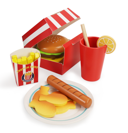 40-Piece Wooden Play Food Set Snack Shop with Drink Dispenser Ages 3+ - kidscars.ie - [Kids Electric Cars]