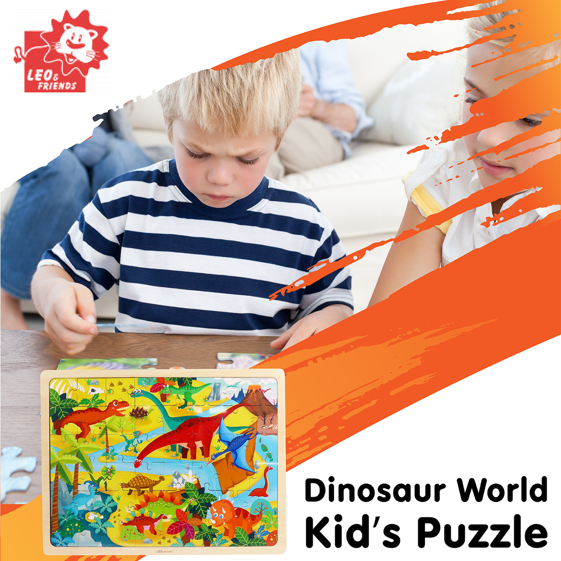 Dinosaur World Wooden Puzzle 48-Piece Educational Set for Kids 3+ - kidscars.ie - [Kids Electric Cars]