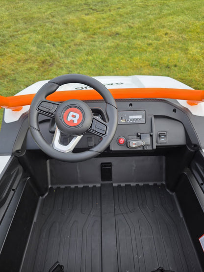 Extreme Two Seat 24V UTV Ride On Toy | White / Orange - kidscars.ie - [Kids Electric Cars]
