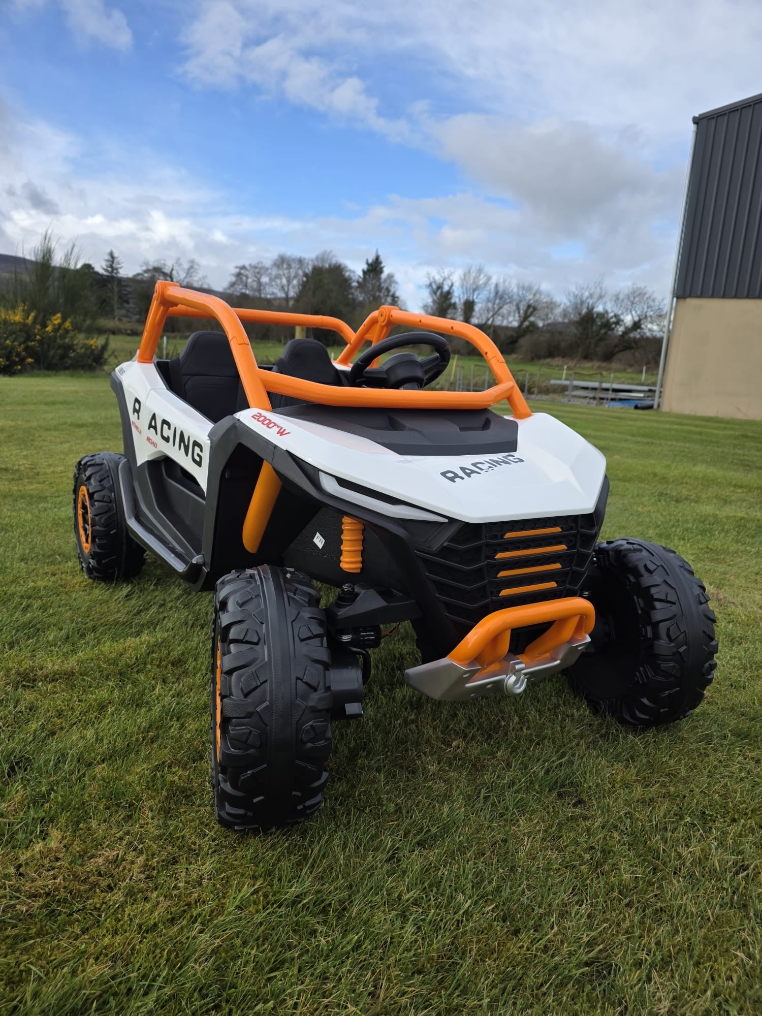 Extreme Two Seat 24V UTV Ride On Toy | White / Orange - kidscars.ie - [Kids Electric Cars]