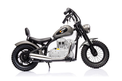 36V Electric Chopper Motor Cycle Ride on with Twist Grip Throttle | Grey - Age 7+ - kidscars.ie - [Kids Electric Cars]