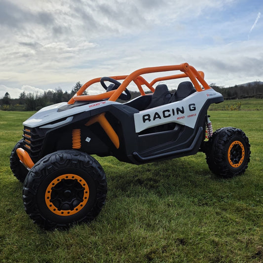 Extreme Two Seat 24V UTV Ride On Toy | White / Orange - kidscars.ie - [Kids Electric Cars]