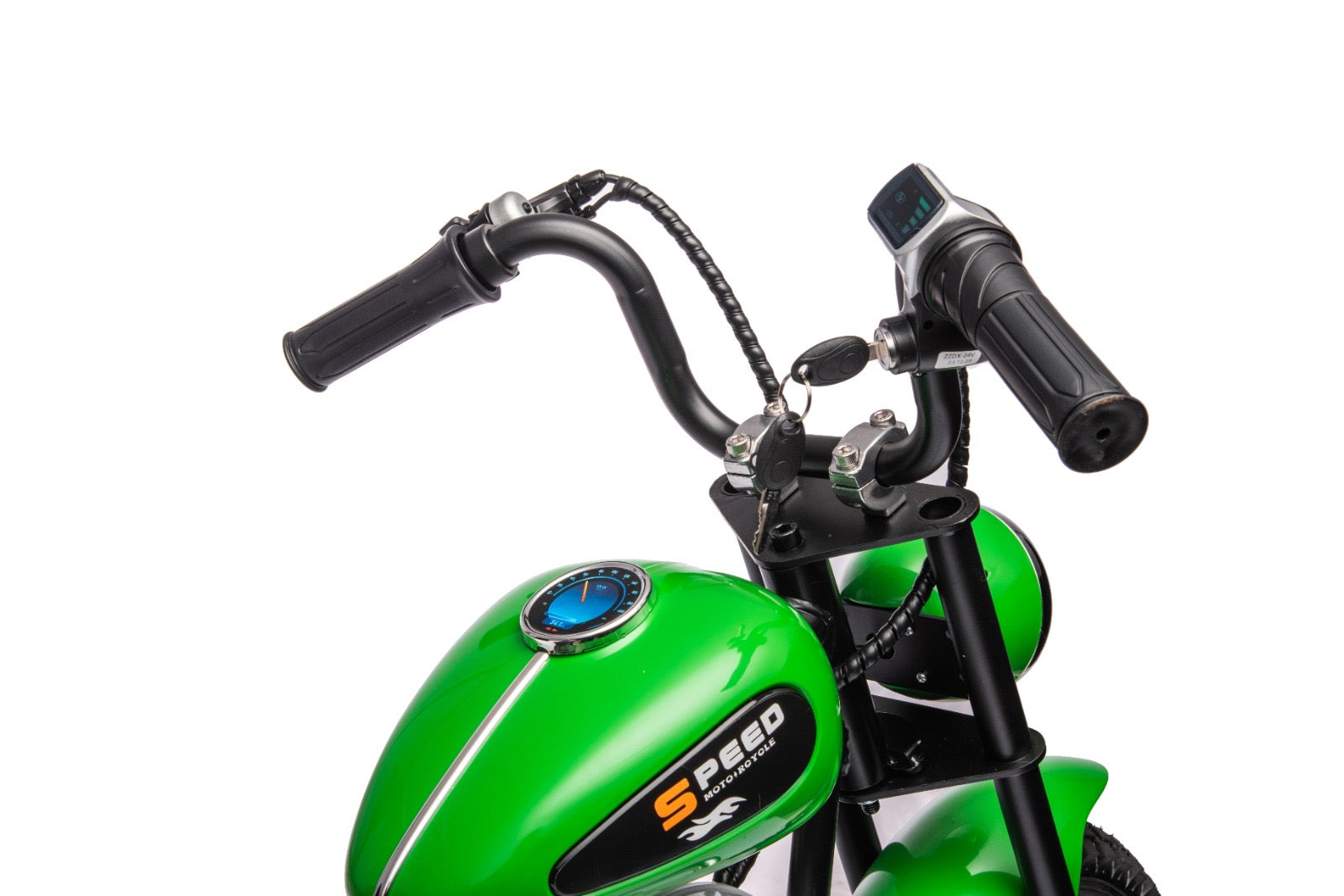 36V Electric Chopper Motor Cycle Ride on with Twist Grip Throttle | Green - Age 7+ - kidscars.ie - [Kids Electric Cars]