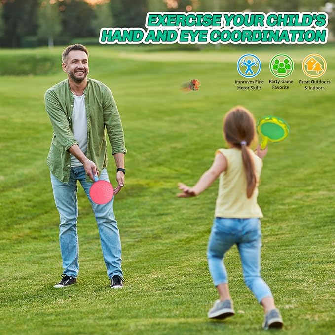 Paddle Ball & Toss Game Set for Kids 4 Paddles & Balls Outdoor Toy for Ages 6–12 - kidscars.ie - [Kids Electric Cars]