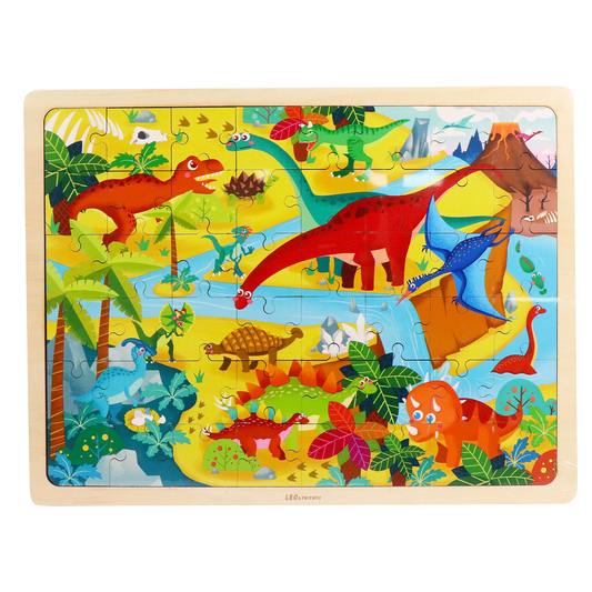 Dinosaur World Wooden Puzzle 48-Piece Educational Set for Kids 3+ - kidscars.ie - [Kids Electric Cars]