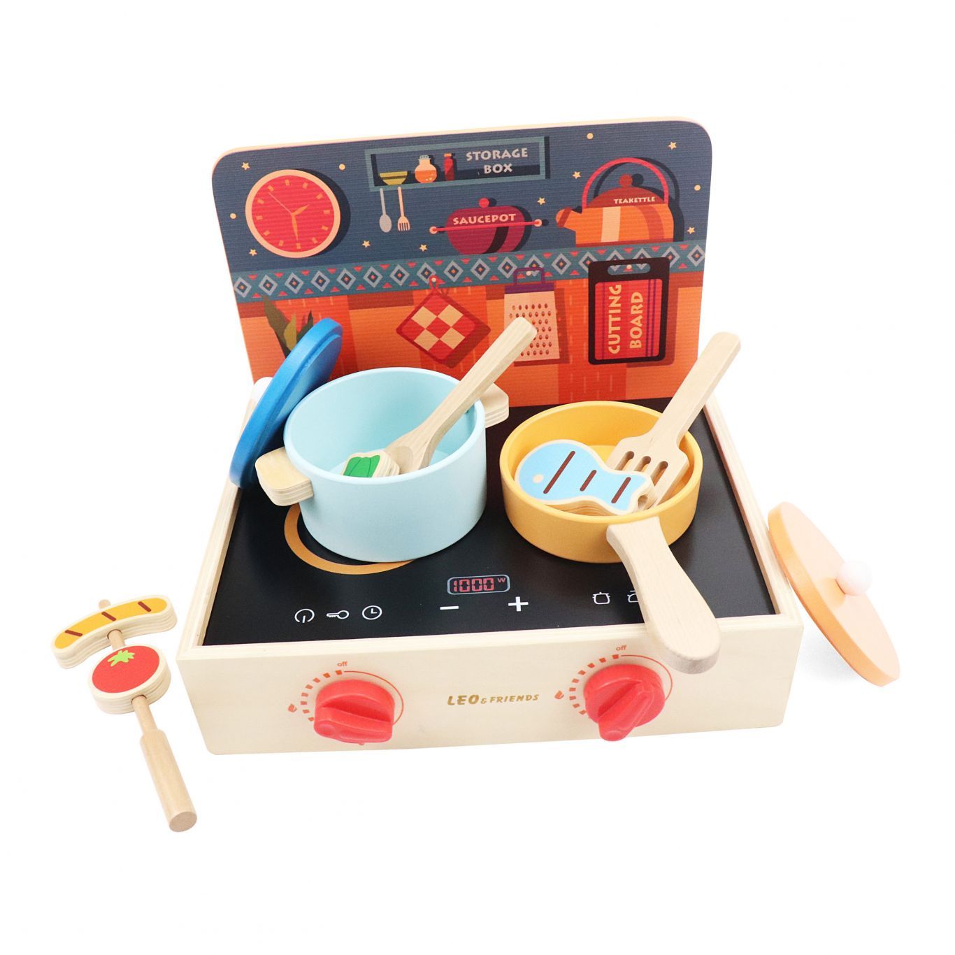 2-in-1 Mini Kitchen Wooden Play Set 15-Piece Pretend Cooking Kit for Kids 24M+ - kidscars.ie - [Kids Electric Cars]