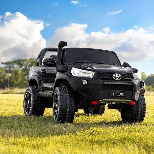 Pre-order: Licensed Toyota Hilux in Black RuggedX Two Seat Ride On Jeep - kidscars.ie - [Kids Electric Cars]