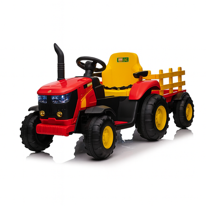Kids Ride On Electric Tractor and Trailer in Red | 12V - kidscars.ie - [Kids Electric Cars]