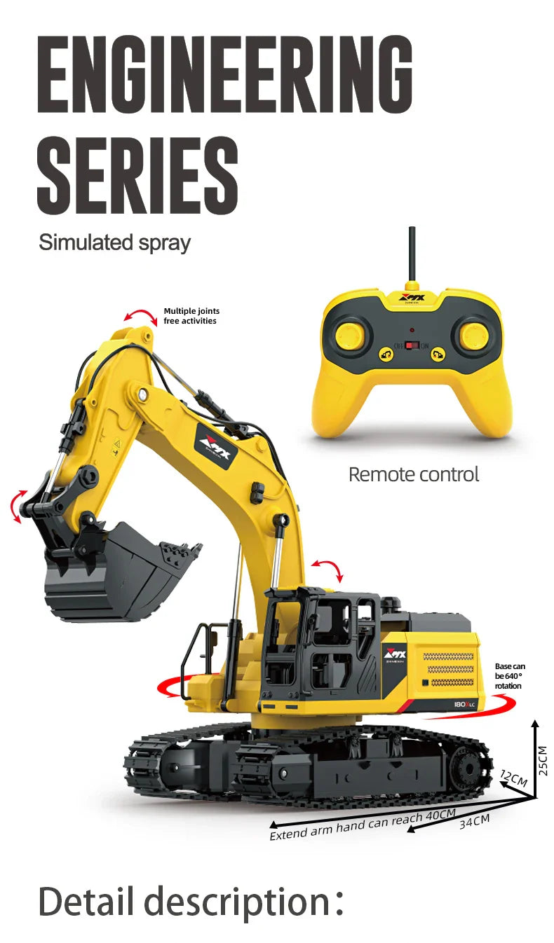ZMX Engineering Excavator Toy with Remote Control - kidscars.ie - [Kids Electric Cars]