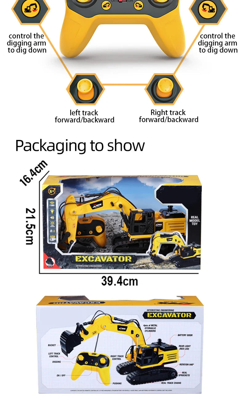 ZMX Engineering Excavator Toy with Remote Control - kidscars.ie - [Kids Electric Cars]