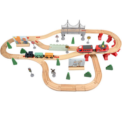 Wooden Construction Train Track Puzzle - 72 Pieces