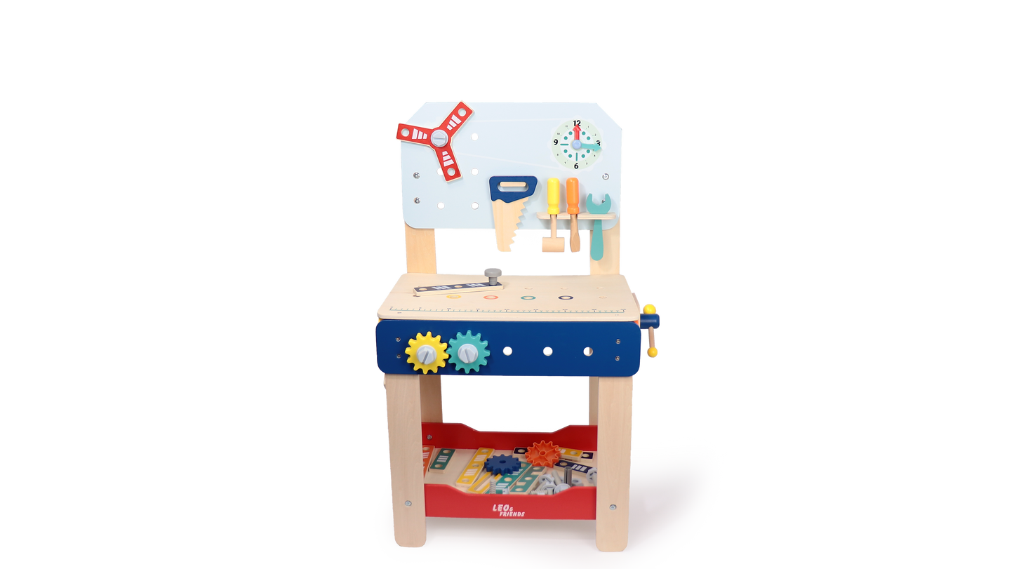 Master Workbench Adjustable Wooden Tool Bench with Play Tools for Kids 3+ - kidscars.ie - [Kids Electric Cars]