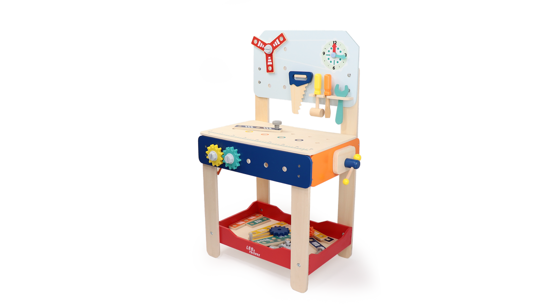 Master Workbench Adjustable Wooden Tool Bench with Play Tools for Kids 3+ - kidscars.ie - [Kids Electric Cars]