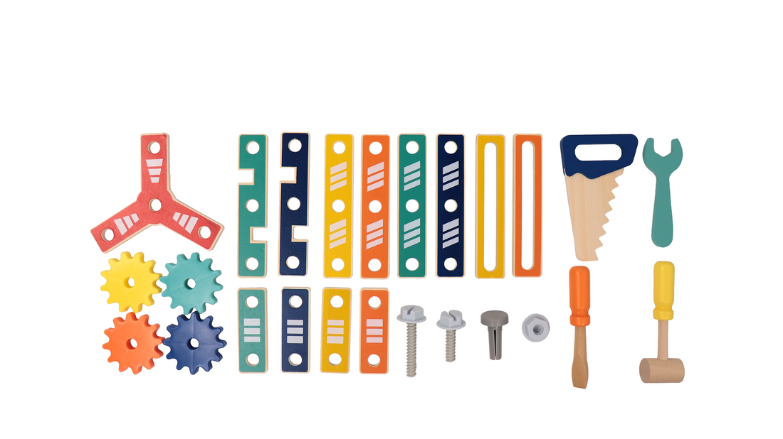 Master Workbench Adjustable Wooden Tool Bench with Play Tools for Kids 3+ - kidscars.ie - [Kids Electric Cars]