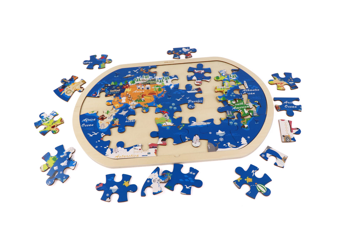 World Tour Kid’s Jigsaw Puzzle 48-Piece Wooden Educational Puzzle for Kids 3–6 - kidscars.ie - [Kids Electric Cars]