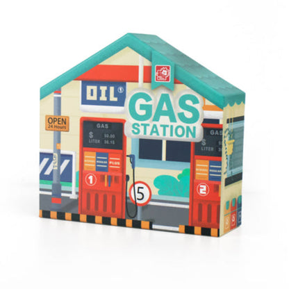 City Gas Station 10-Piece Wooden Pretend Play Set for Kids 3+ - kidscars.ie - [Kids Electric Cars]