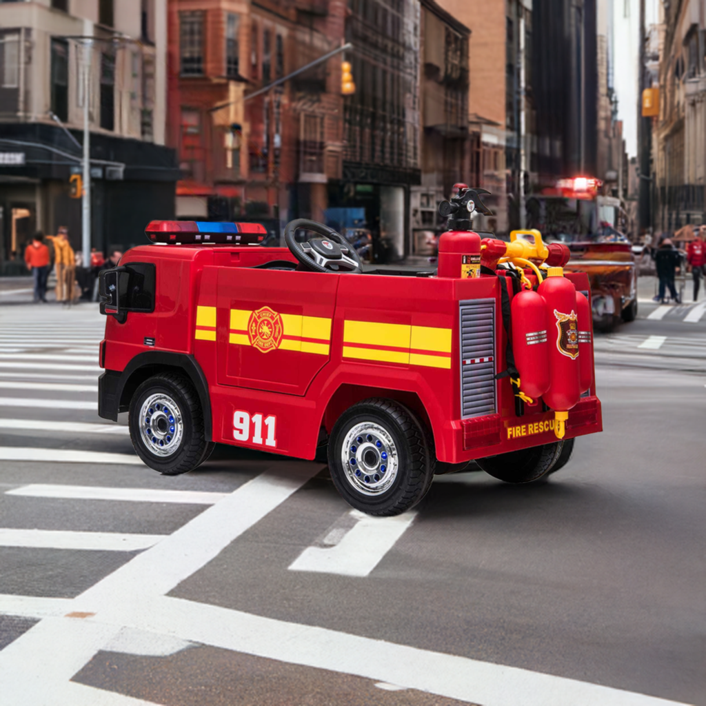 Kids Cars 12V Electric Red Fire Engine Ride On | 2-6 Years