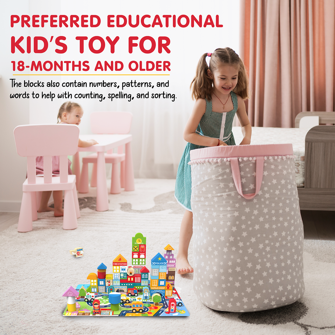 Leo & Friends Wooden City Building Block Set – 100-Piece Construction Kit - kidscars.ie - [Kids Electric Cars]