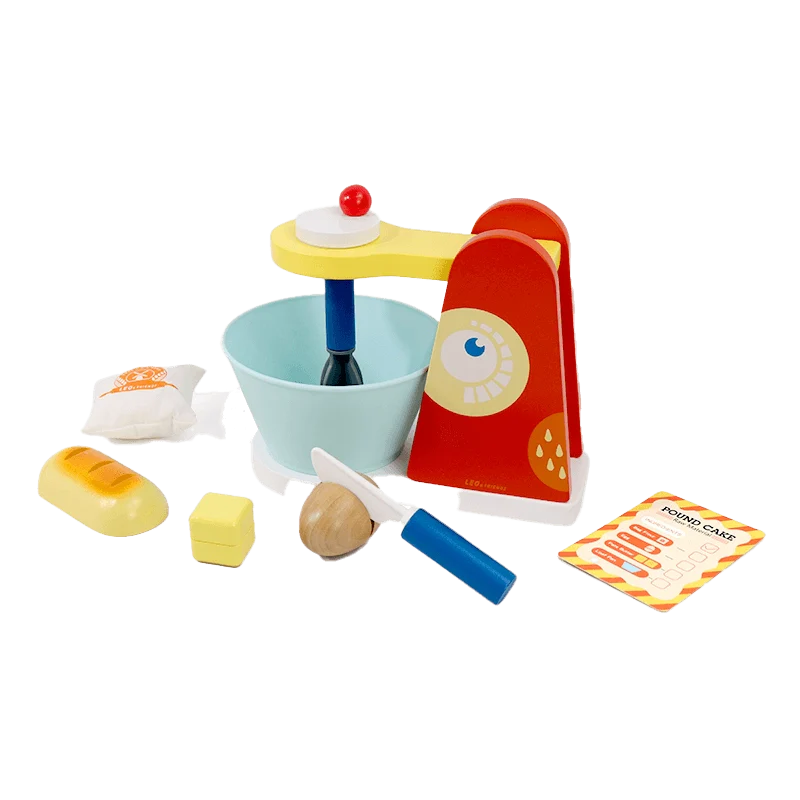 Wooden Mixer Set 9-Piece Make-A-Cake Kit with Hand Crank - kidscars.ie - [Kids Electric Cars]