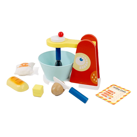 Wooden Mixer Set 9-Piece Make-A-Cake Kit with Hand Crank - kidscars.ie - [Kids Electric Cars]