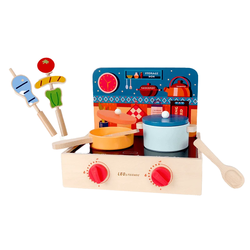 2-in-1 Mini Kitchen Wooden Play Set 15-Piece Pretend Cooking Kit for Kids 24M+ - kidscars.ie - [Kids Electric Cars]
