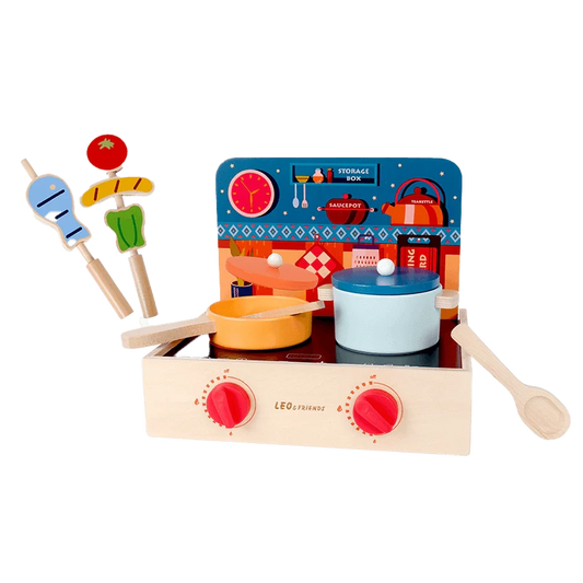 2-in-1 Mini Kitchen Wooden Play Set 15-Piece Pretend Cooking Kit for Kids 24M+ - kidscars.ie - [Kids Electric Cars]