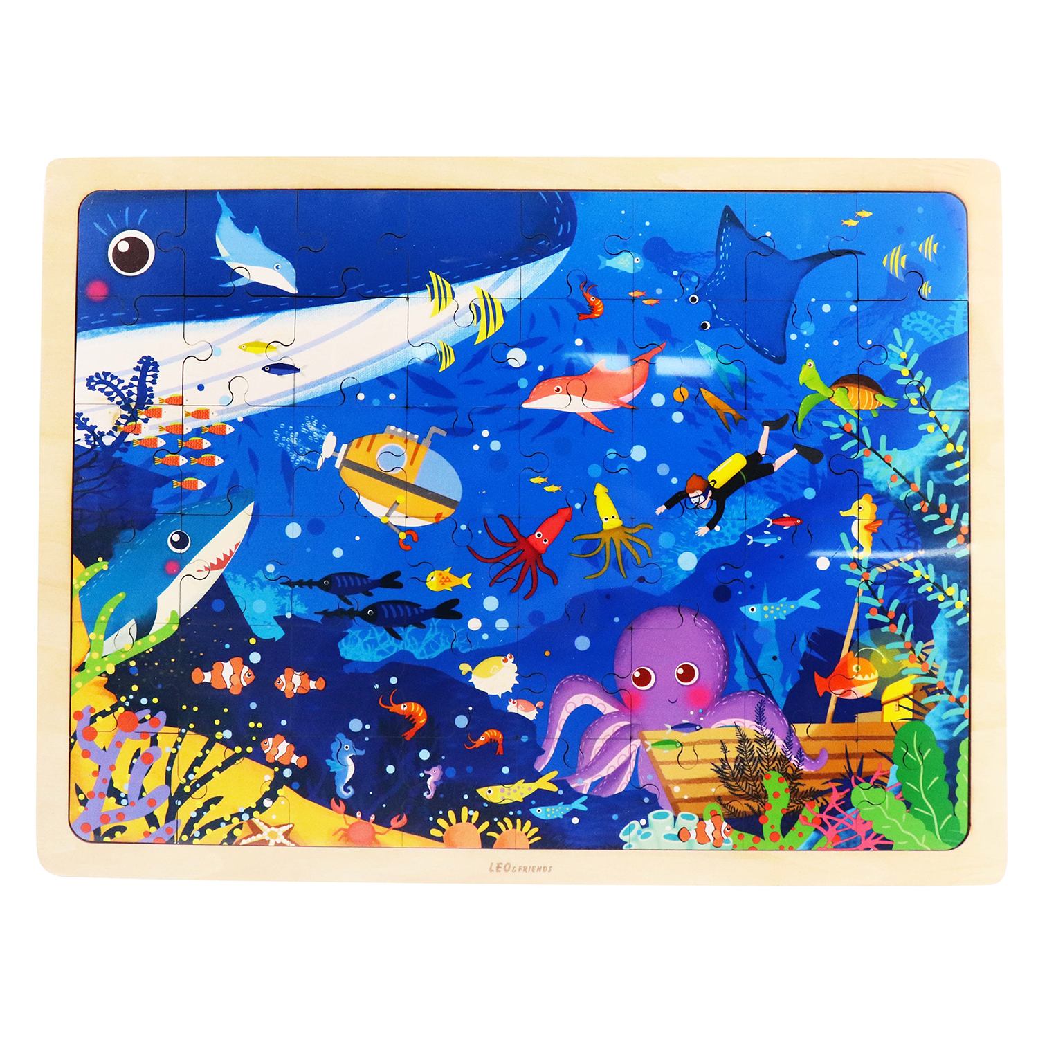48-Piece Wooden Underwater Puzzle Educational Ocean Scene 3-6 - kidscars.ie - [Kids Electric Cars]