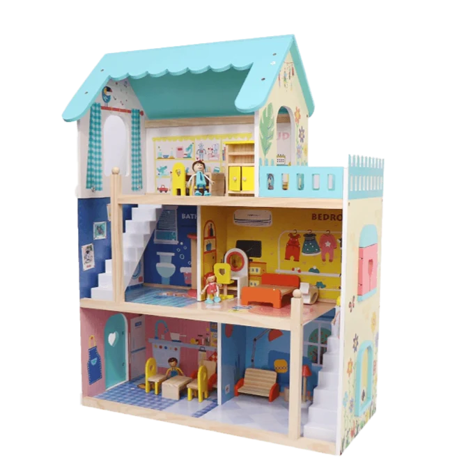 Wooden Dream Doll House Multi-Level Playset with Accessories 3+ - kidscars.ie - [Kids Electric Cars]