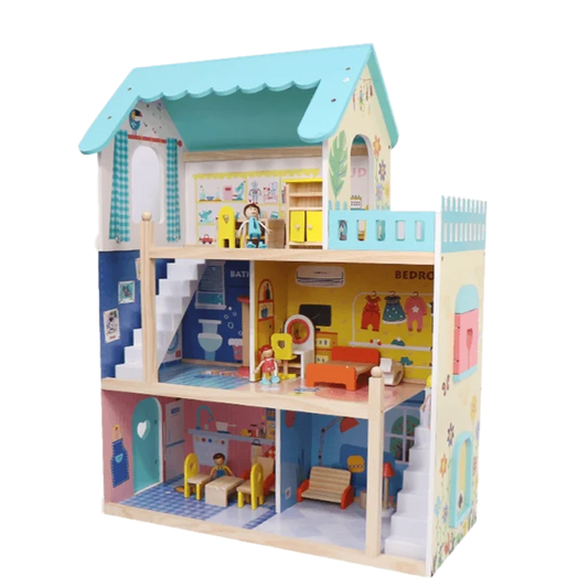 Wooden Dream Doll House Multi-Level Playset with Accessories 3+ - kidscars.ie - [Kids Electric Cars]