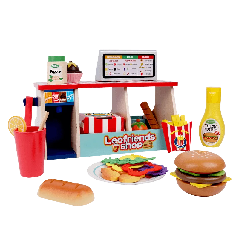40-Piece Wooden Play Food Set Snack Shop with Drink Dispenser Ages 3+ - kidscars.ie - [Kids Electric Cars]