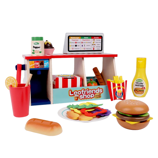 40-Piece Wooden Play Food Set Snack Shop with Drink Dispenser Ages 3+ - kidscars.ie - [Kids Electric Cars]