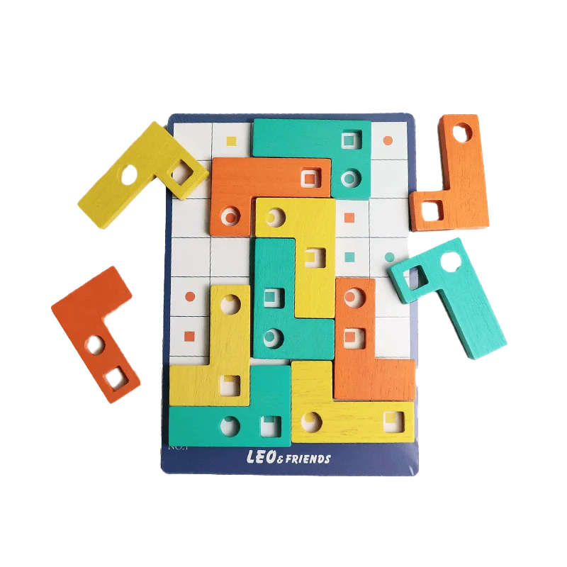 Wooden L-Shaped Geometric Matching Game 30 Challenge Cards, Magnetic Puzzle for Kids 3+ - kidscars.ie - [Kids Electric Cars]