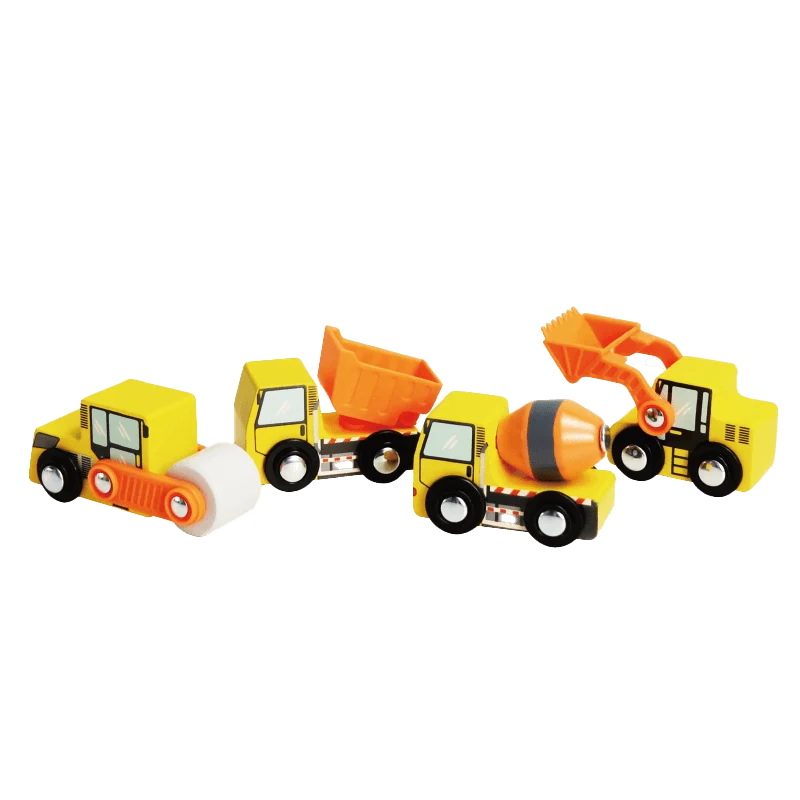 Leo & Friends Wooden Construction Vehicles – 4 Piece Set for Creative Play 3+ - kidscars.ie - [Kids Electric Cars]