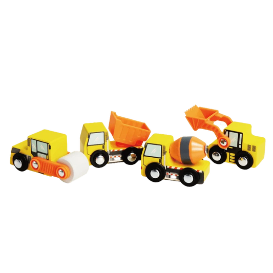 Leo & Friends Wooden Construction Vehicles – 4 Piece Set for Creative Play 3+ - kidscars.ie - [Kids Electric Cars]