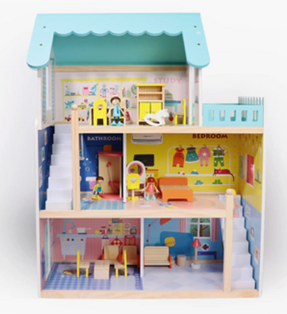 Wooden Dream Doll House Multi-Level Playset with Accessories 3+ - kidscars.ie - [Kids Electric Cars]
