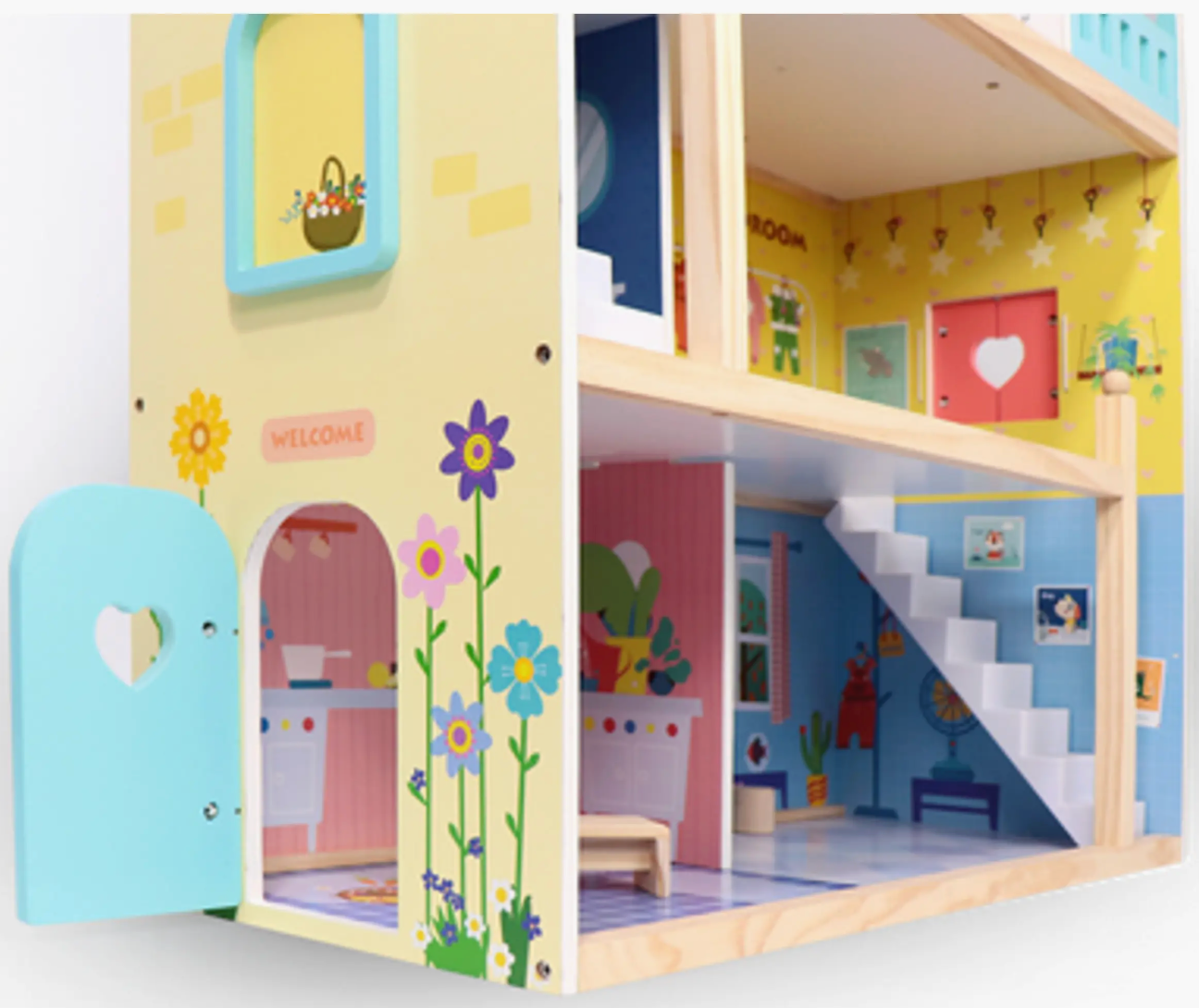 Wooden Dream Doll House Multi-Level Playset with Accessories 3+ - kidscars.ie - [Kids Electric Cars]