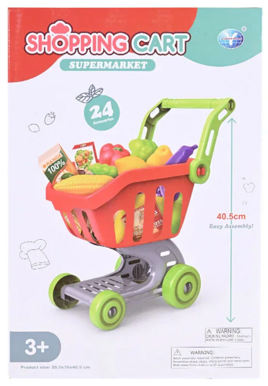 Mini Shopping Cart Toy with Fruits & Vegetables (Age 3+) - kidscars.ie - [Kids Electric Cars]